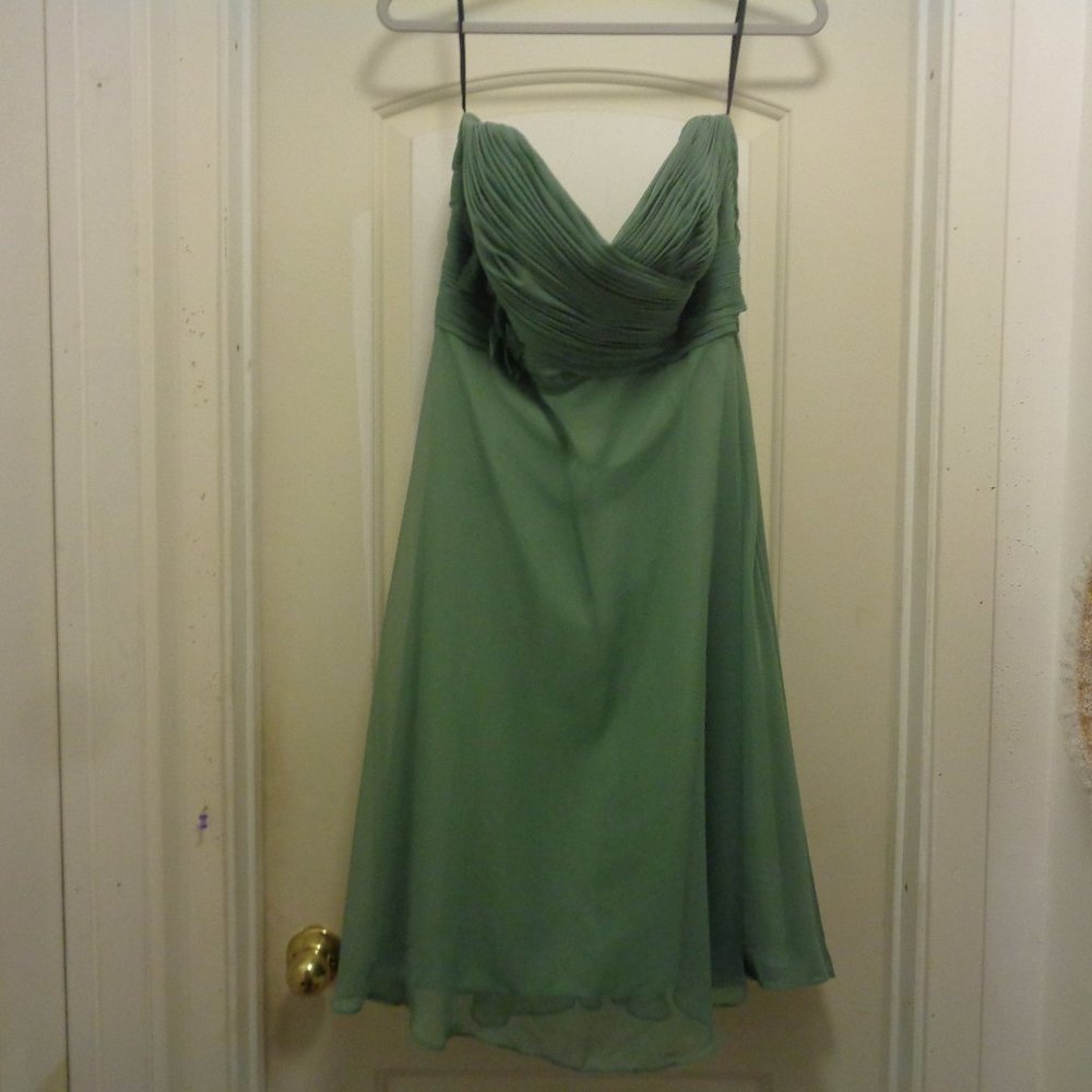 FAIRYCORE ELVENCORE MERMAID GREEN CHIFFON STRAPLESS BALL DRESS 14